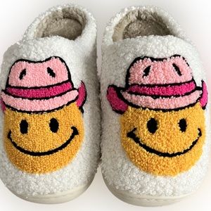 Cowboy Smiley Face Slippers